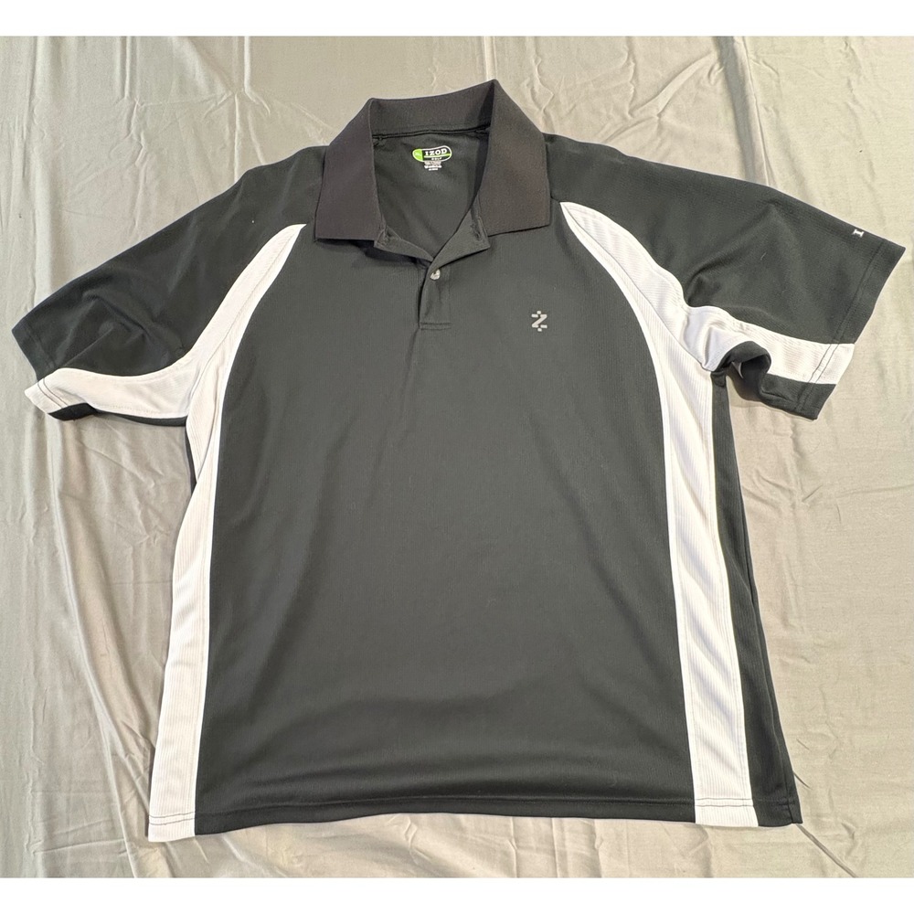 Izod Golf X-Treme Function Polo Shirt Mens XL Gray White Colorblock‎ Performance